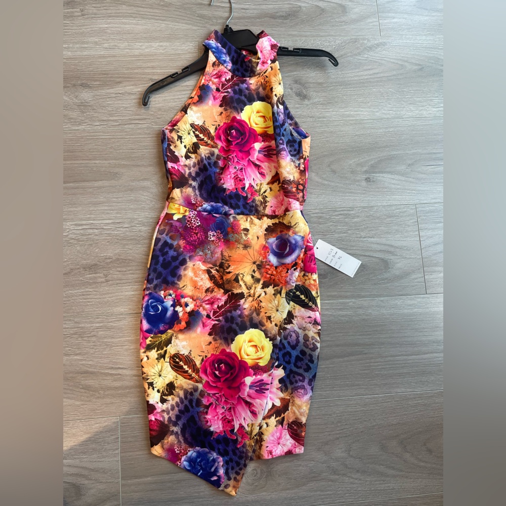 Posh Couture  FloralPrint, Tulip Hem-Cocktail Dress, NWT